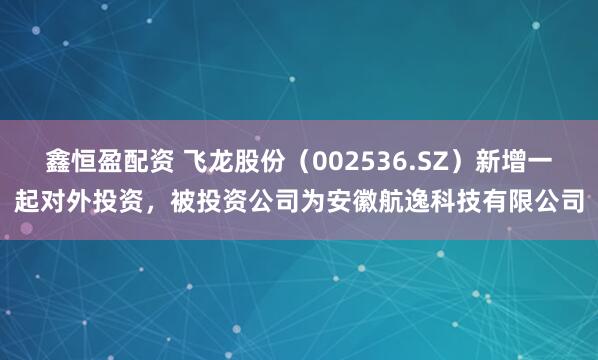 鑫恒盈配资 飞龙股份（002536.SZ）新增一起对外投资，被投资公司为安徽航逸科技有限公司